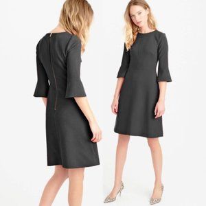 J.Crew Black Bell-sleeve Black Crepe Work/Office Dress NWT Sz 8